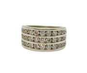 Sterling Silver Three Tier CZ Graduating Band Ring Modern c1990 Size O 1/2