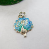 Sterling Silver & Enamel Peacock Charm Pendant Vintage c1970