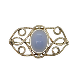 Sterling Silver Cabochon Blue Chalcedony Swirly Studio Brooch Pin Vintage c1970