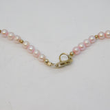 Sterling Silver, Simulated Pearl & Faceted Pink Quartz Necklace Vintage