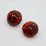 Pair of Sterling Silver Gilt Baltic Amber Round Clip-On Earrings Vintage c1970