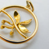 Edwardian 9ct Yellow Gold & Seed Pearl Floral Drop Pendant Antique c1910s