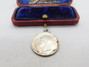 Silver Dipped Authentic Italian 5 Lire Coin Charm Pendant 1923