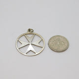 Sterling Silver Round Cut Out Maltese Cross Pendant Vintage c1970