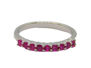 Sterling Silver 9 Pink Sapphire Half Eternity Band Ring Vintage c1970 Size N