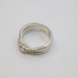 Sterling Silver Paste Set Crossover Triple Band Dress Ring Modern c1990 Size P