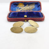 9ct Yellow Gold on Sterling Silver Engine Turned Gents Cufflinks Antique Deco
