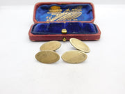 9ct Yellow Gold on Sterling Silver Engine Turned Gents Cufflinks Antique Deco