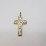 Sterling Silver Shell Heart & Enamel Pattern Cross Charm Pendant Vintage c1970