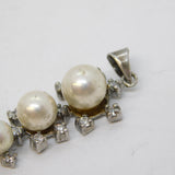 Sterling Silver Pearl & Paste Set Drop Charm Pendant Vintage c1970s