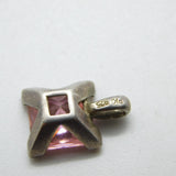 Sterling Silver and Pink Quartz Drop Charm Pendant Vintage c1970