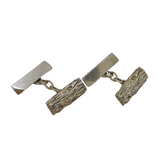 Sterling Silver Bark Pattern Pair of Gents Cufflinks Vintage 1977 London