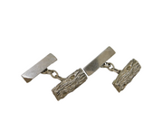 Sterling Silver Bark Pattern Pair of Gents Cufflinks Vintage 1977 London