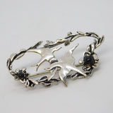 Sterling Silver Floral Pattern Seagull Brooch Pin Vintage c1970