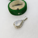 Sterling Silver Quartz Set Drop Charm Pendant Vintage c1970