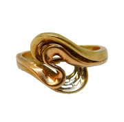 9ct Tri-Colour Gold Modernist Twist Pattern Dress Ring Vintage c1970