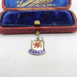 Sterling Silver Enamel Wales Shield Charm Pendant Vintage c1970