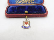 Sterling Silver Enamel Wales Shield Charm Pendant Vintage c1970