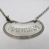 Sterling Silver Kidney Form Madeira Noggin Decanter Label Antique 1927 Sheffield