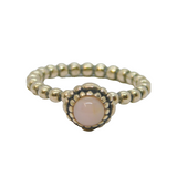 Sterling Silver Rose Quartz Beaded Style Stacking Ring Contemporary c2000 Size J