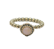 Sterling Silver Rose Quartz Beaded Style Stacking Ring Contemporary c2000 Size J