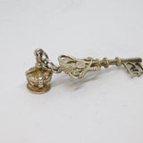 Sterling Silver '21' Age Key & Crown Charm Pendant Vintage c1970