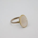Sterling Silver Oval Mother Of Pearl Dress Ring Antique c1930 Size N 1/2