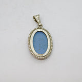 Sterling Silver Wedgwood Jasperware Cameo Oval Charm Pendant Vintage c1970s