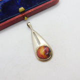 Sterling Silver and Agate Drop Charm Pendant Vintage c1970