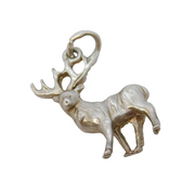 Sterling Silver Stag Deer Charm Pendant Vintage c1970