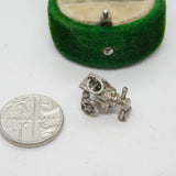 Sterling Silver Roller Tractor Charm Pendant Vintage c1970