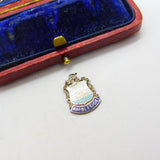 Sterling Silver and Enamel Ambleside Travel Shield Charm Pendant Vintage c1970