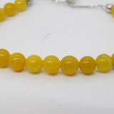 Sterling Silver Yellow Hardstone Beaded Dress Bracelet Vintage c1970