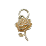 Sterling Silver Single Rose Flower Stamped "MUM" Charm Pendant Vintage c1970s