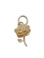 Sterling Silver Single Rose Flower Stamped "MUM" Charm Pendant Vintage c1970s