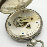 Victorian Sterling Silver Graduating Watch Chain & Plated Pocket Watch Antique