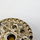 Scottish Sterling Silver Citrine Set Shield Form Brooch Mid-Century c1950