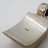 Sterling Silver Large Dark Wood Set Studio Pendant Vintage c1980s
