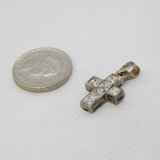Sterling Silver Paste Set Cross Charm Pendant Vintage c1970s