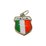 .800 Silver 'Italia' Flag Colours Enamel Shield Souvenir Charm Vintage c1970s