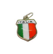 .800 Silver 'Italia' Flag Colours Enamel Shield Souvenir Charm Vintage c1970s