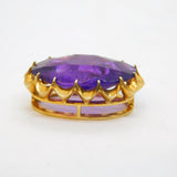 Art Deco Sterling Silver Gilt & Faceted Amethyst Drop Pendant Antique c1930