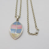Sterling Silver & Coloured Mother of Pearl Drop Pendant Necklace Vintage