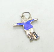 Sterling Silver & Enamel Female Figure Charm Pendant Vintage c1970