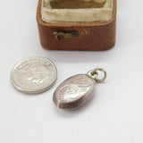 Sterling Silver Floral Puffy Drop Charm Pendant Vintage c1970