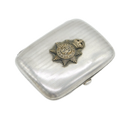 Edwardian Sterling Silver Middlesex Cambridge's Hussars Cigarette Case Antique