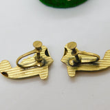 Monet Sterling Silver Gilt Pair of Screw Back Wind Form Earrings Vintage c1960
