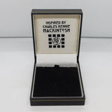 Black Leather Gilt Edge Rennie Mackintosh Style Jewellery Box Vintage