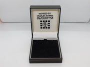 Black Leather Gilt Edge Rennie Mackintosh Style Jewellery Box Vintage