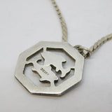 Sterling Silver Pisces Zodiac Chain Necklace Vintage c1970